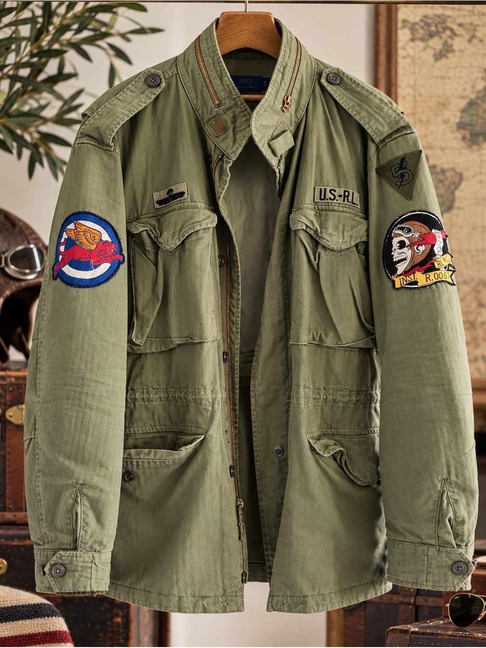 Polo Ralph Lauren men’s military-inspired M65 field jacket in olive green, size